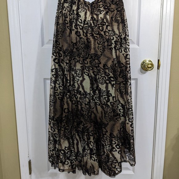 Frank Lyman Design Black/Tan/Bronze Halter Criss-Cross Back Butterfly Dress - 10 - Picture 8 of 12